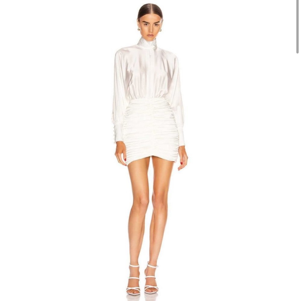 Retrofete Barbara Satin Silk Pleated Keyhole Dress